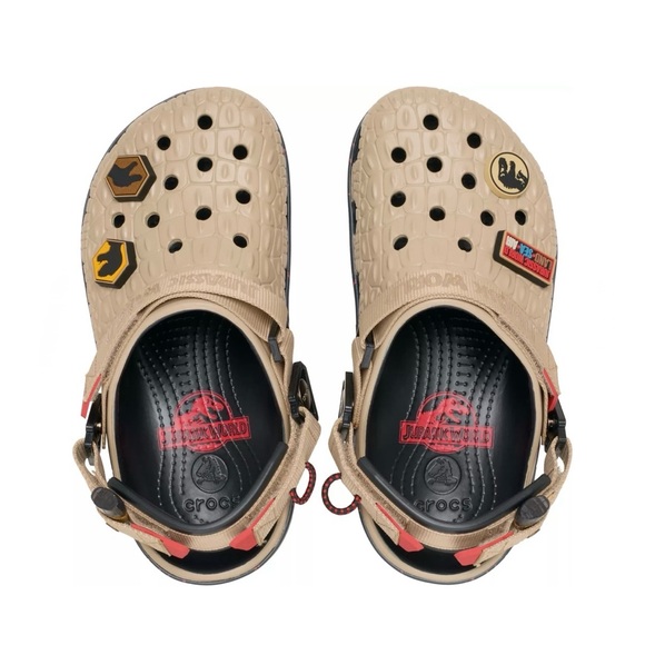 CROCS Other - NWT CROCS Jurassic World Classic Clog J6 / M7/W9 Beige Orange Black Red Dinosaur